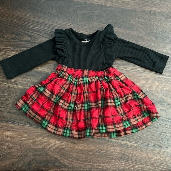 Cat & Jack Other - Cat & Jack Christmas Holiday Plaid Dress with Flutter Sleeves 3-6 months